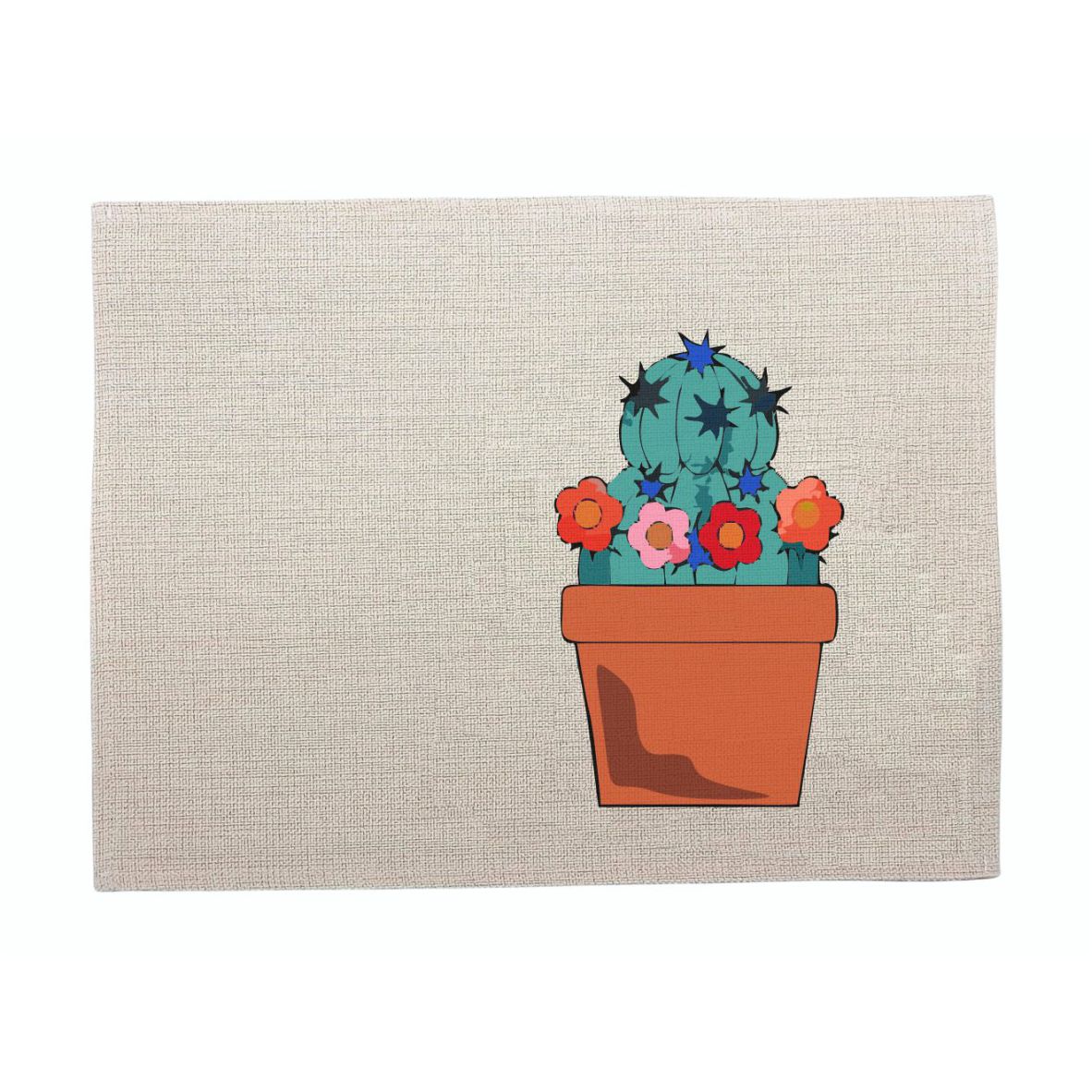 Tischset "Kaktus", Topf - orangebraun