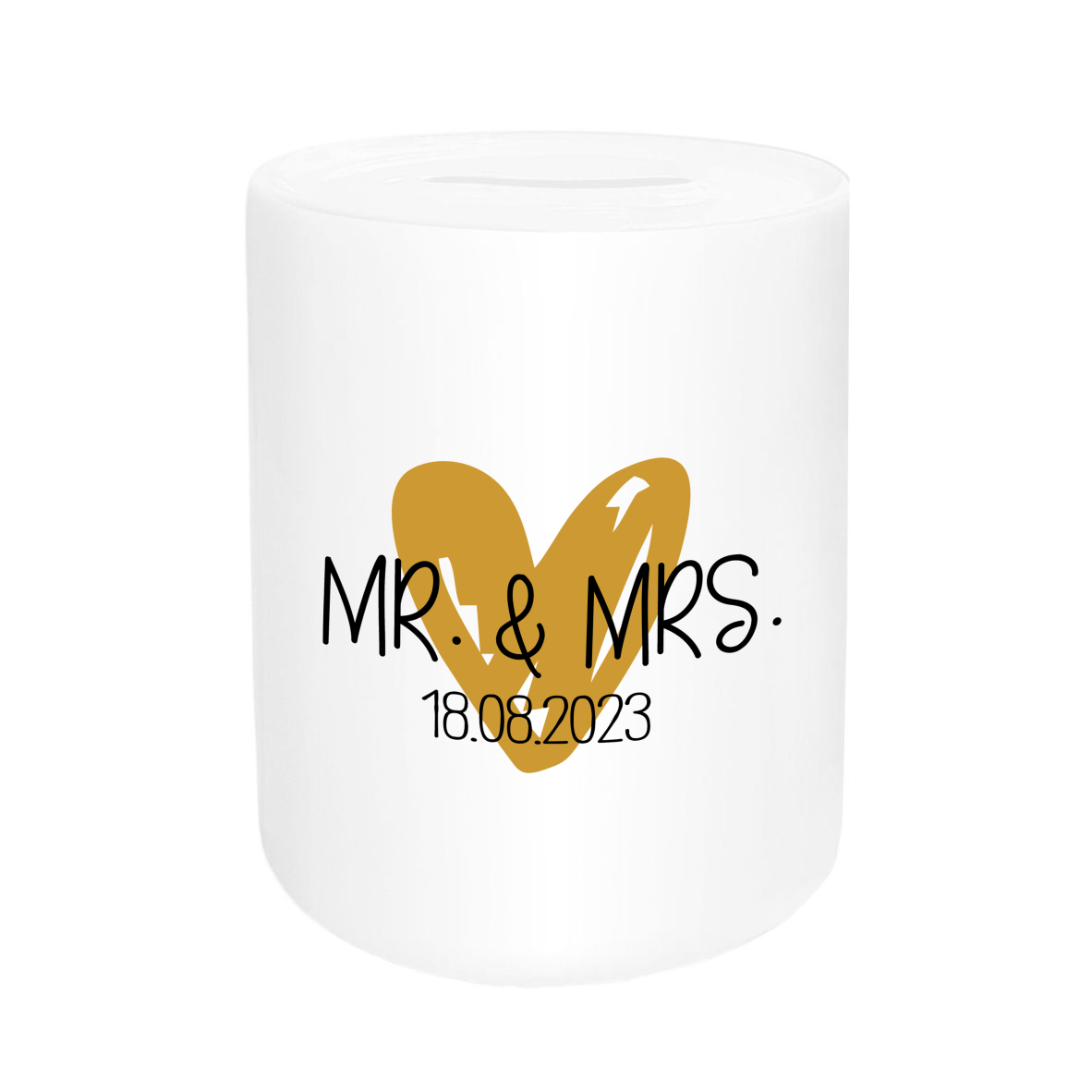 Spardose - "Mr. & Mrs." mit Wunschdatum