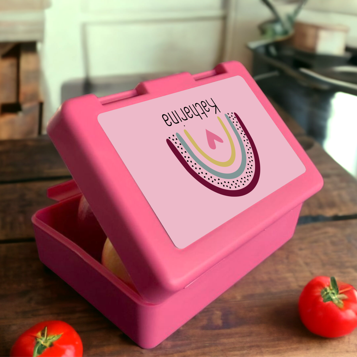 Brotzeitbox / Lunchbox "Regenbogen" mit Wunschnamen