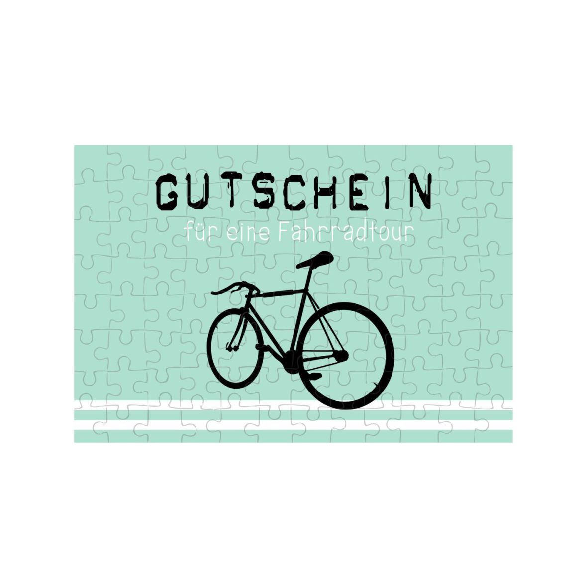 Puzzle-Gutschein mint "Fahrradtour" inkl. Stoffbeutel "Herzlichen Glückwunsch"