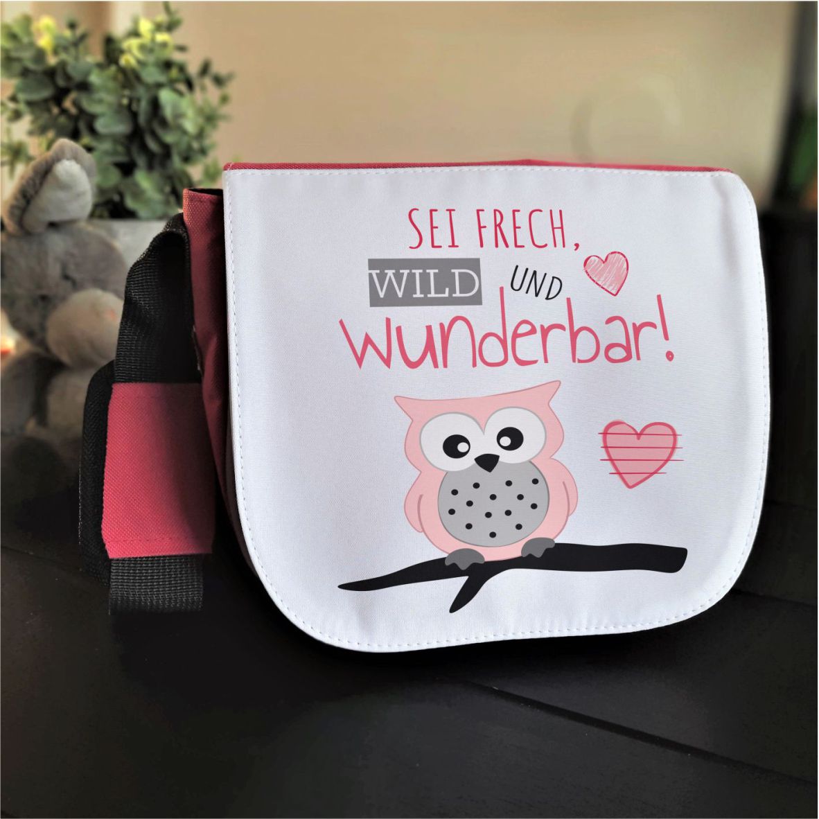 Kindergartentasche "Sei frech, wild und wunderbar", pink