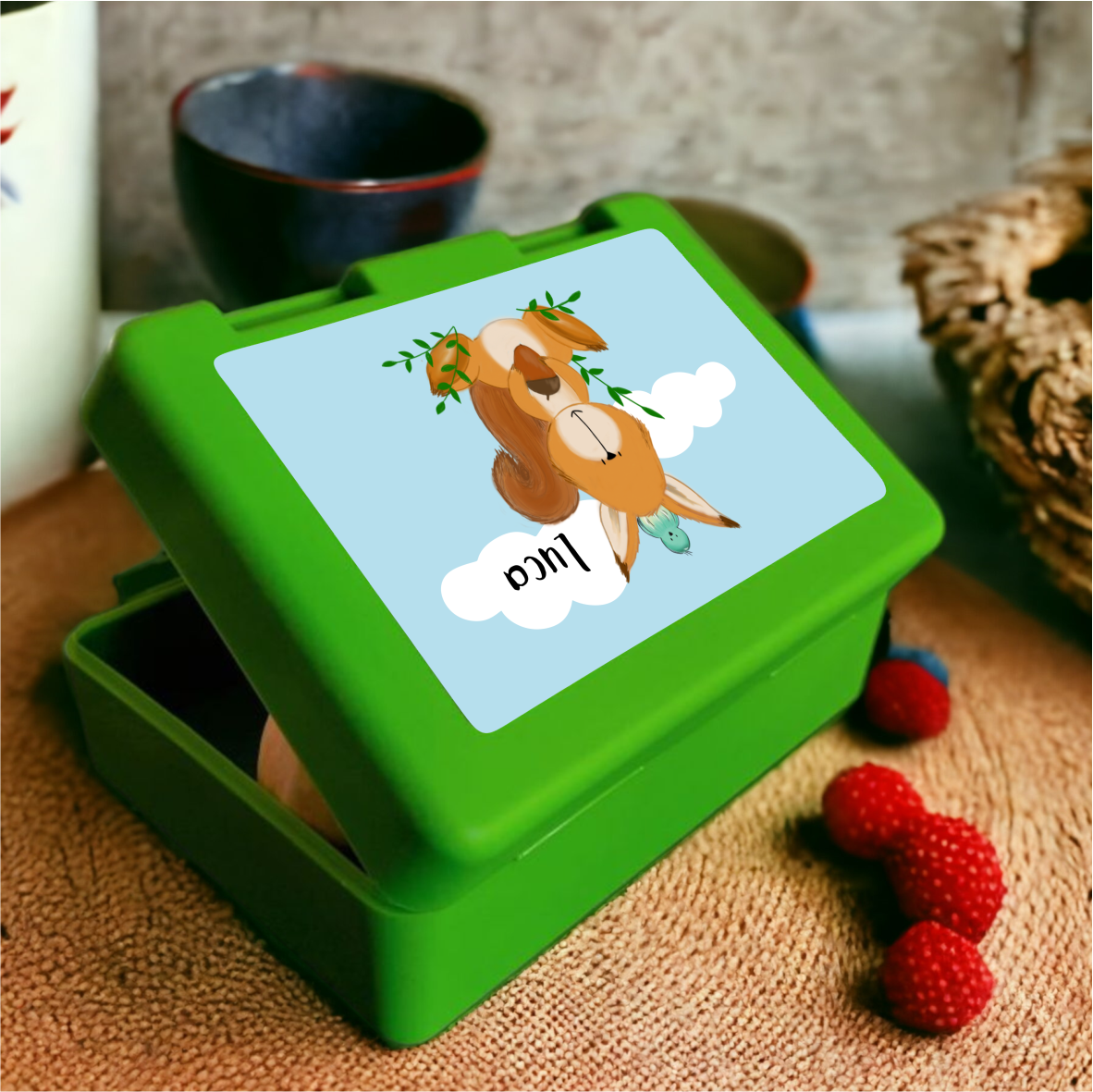 Brotzeitbox / Lunchbox "Eichhörnchen" mit Wunschnamen