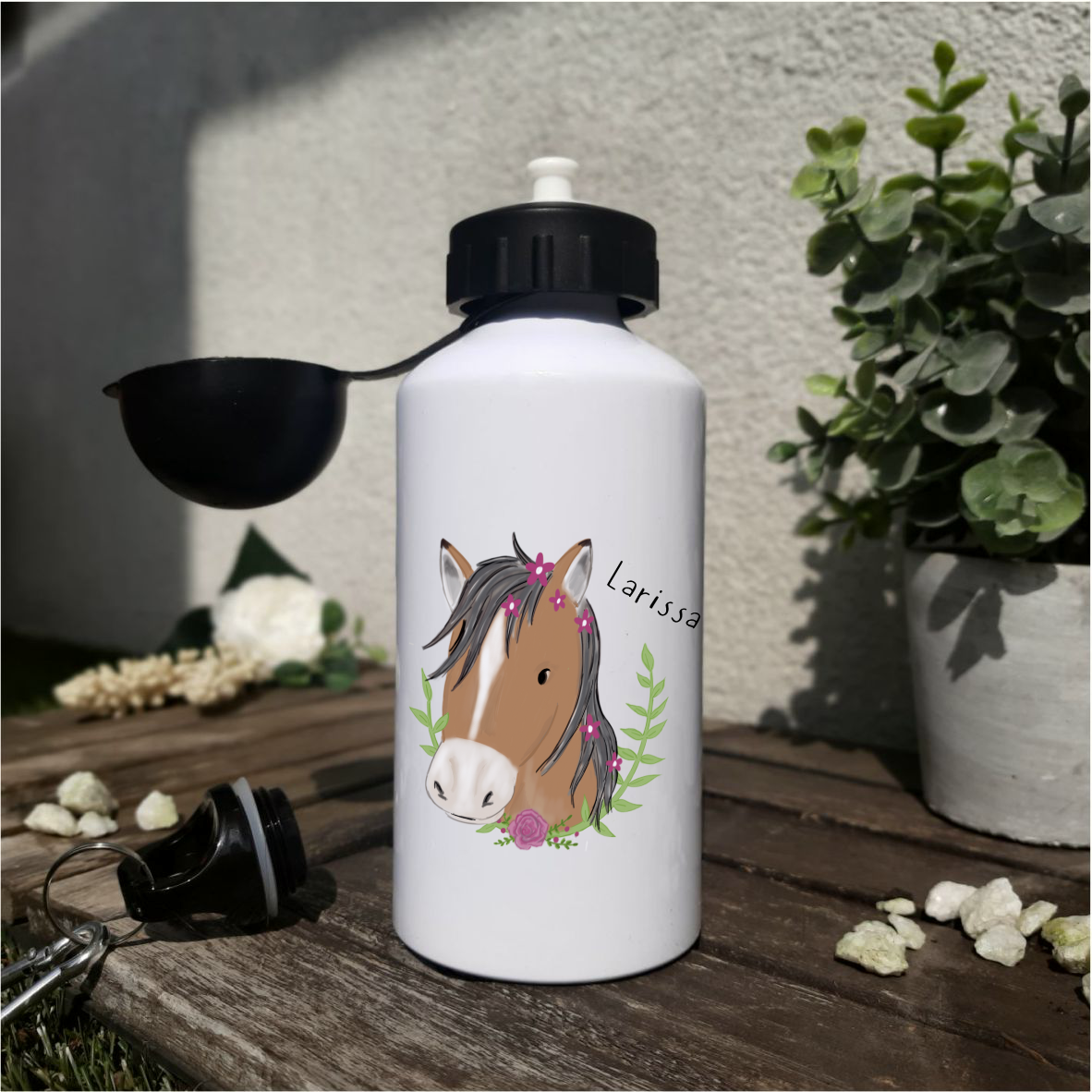 Trinkflasche "Pferd" mit Wunschnamen, 500ml
