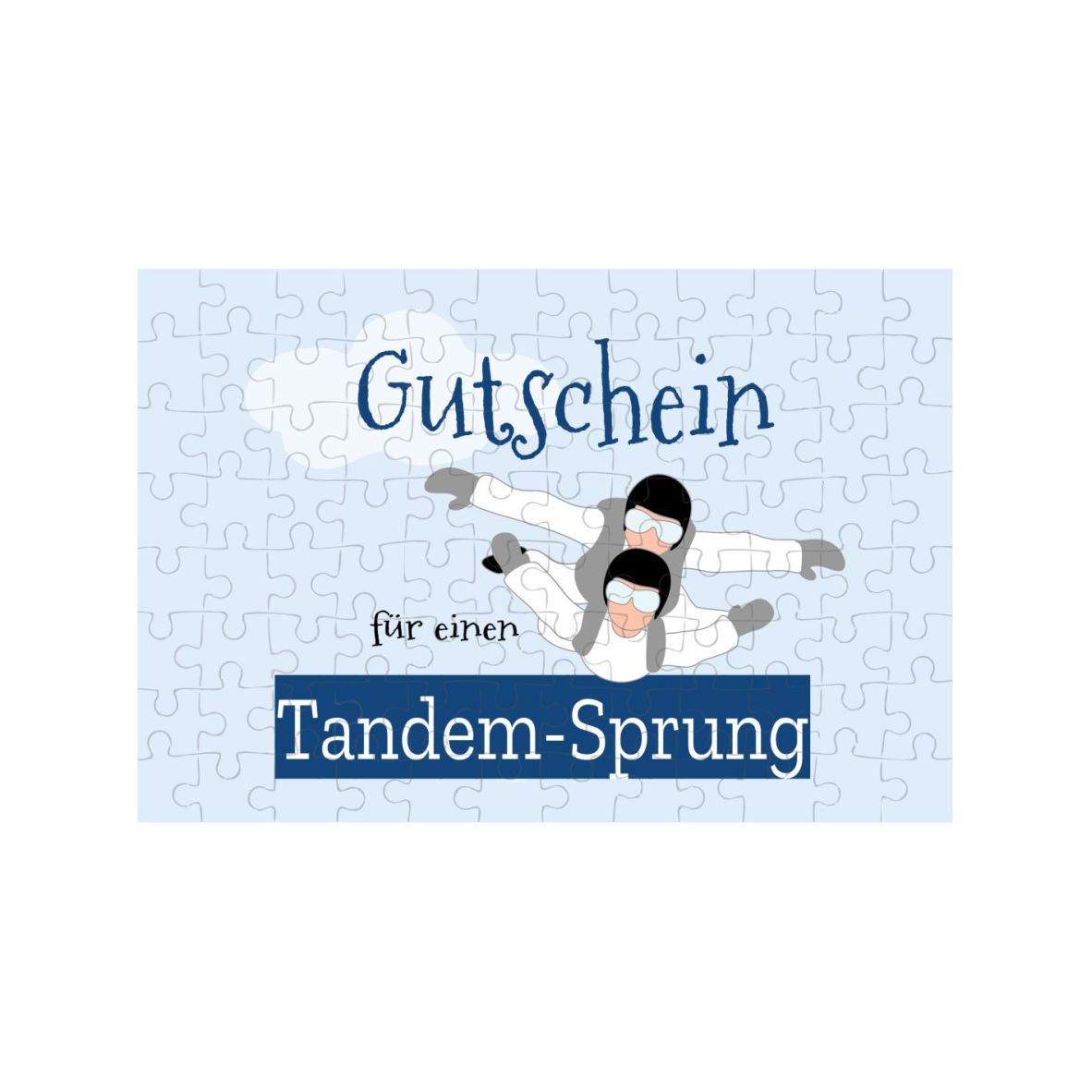 Puzzle-Gutschein "Tandem-Sprung" inkl Stoffbeutel "Frohe Weihnachten"