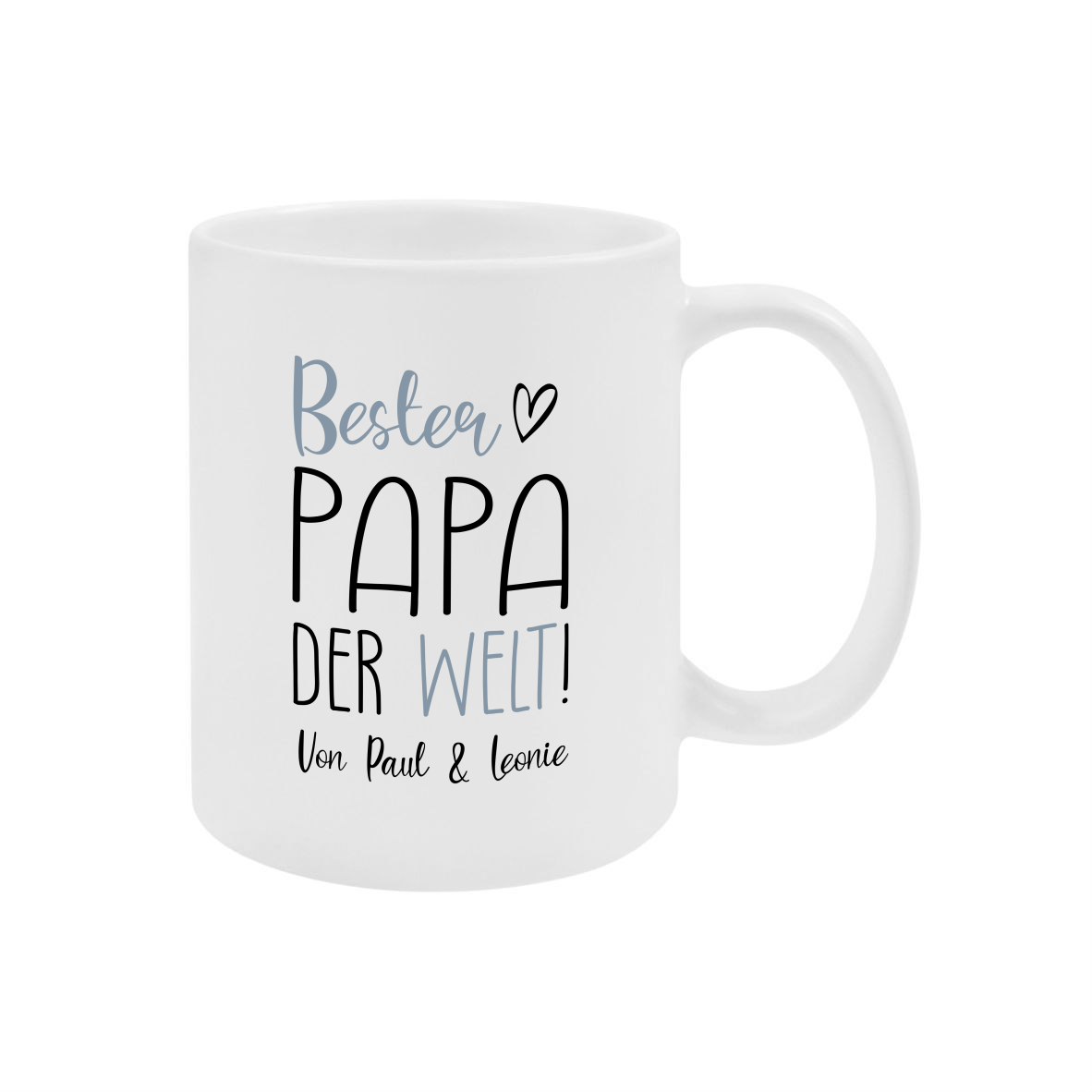 Keramik Tasse satin "Bester Papa der Welt" mit Wunschnamen