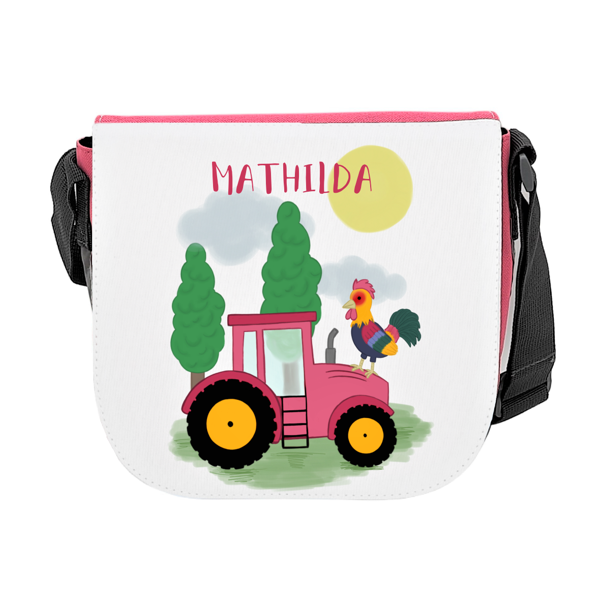 Kindergartentasche "Traktor", pink - mit Wunschnamen