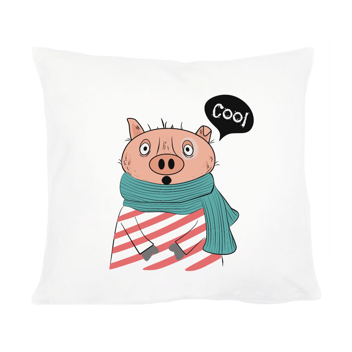 Flauschiges Kissen "Cooly Schwein"