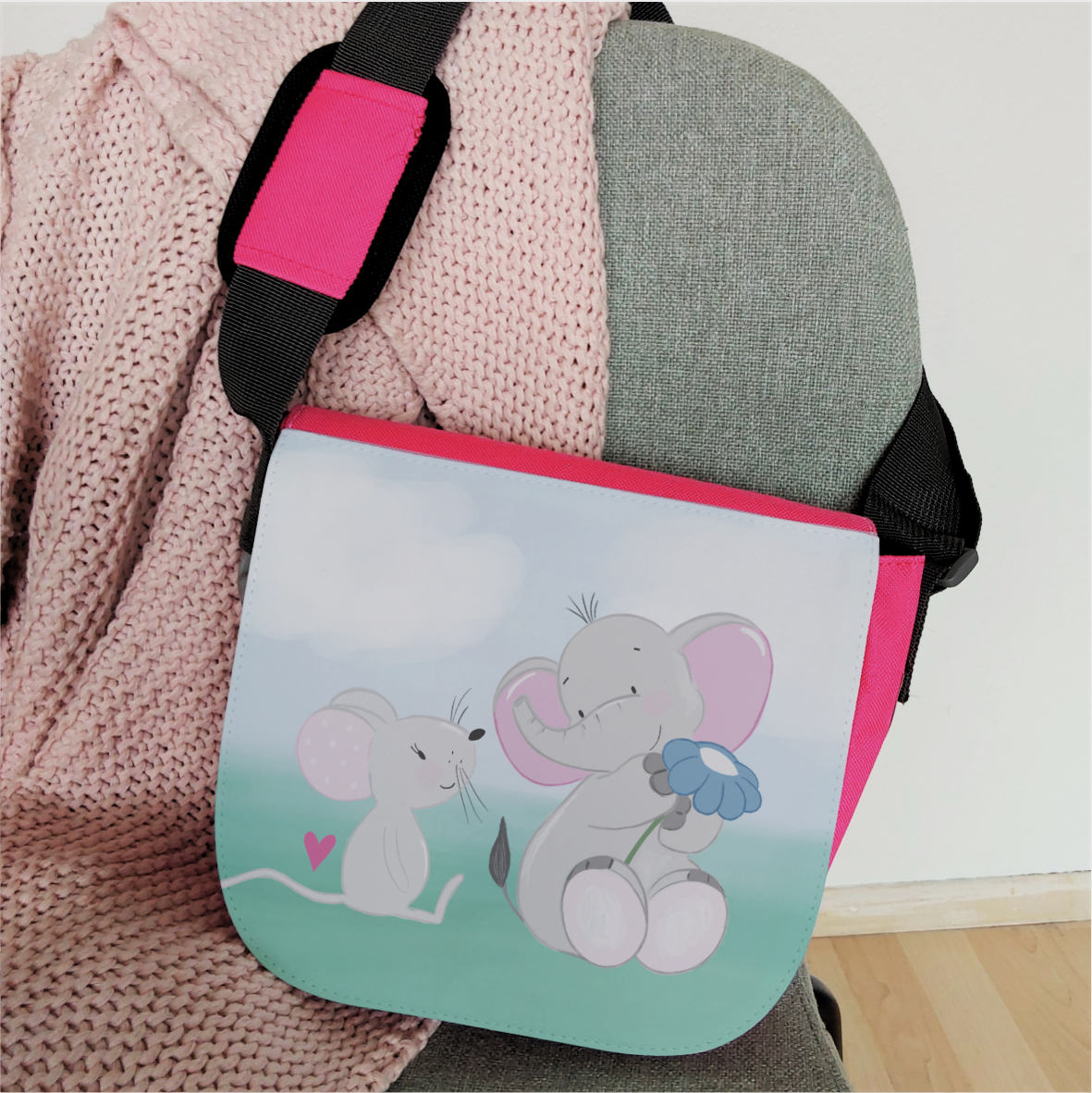 Kindergartentasche "Elefant & Maus", pink