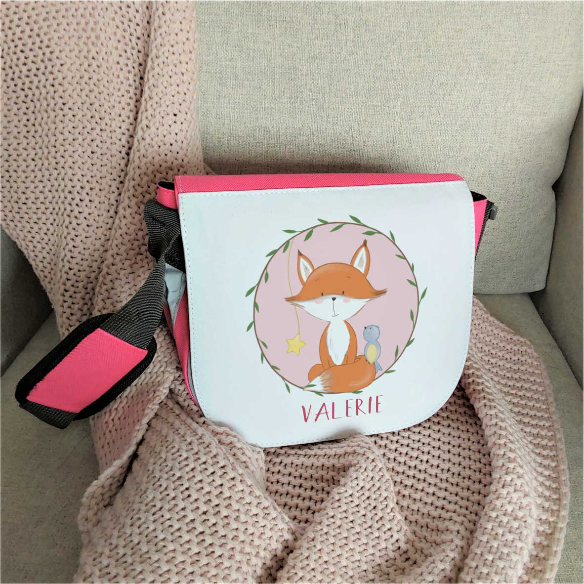 Kindergartentasche "Fuchs", pink - mit Wunschnamen