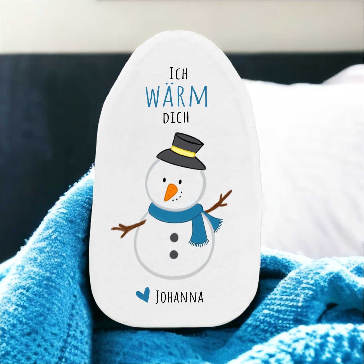 Wärmflasche "Schneemann - Ich wärm dich" mit Wunschnamen