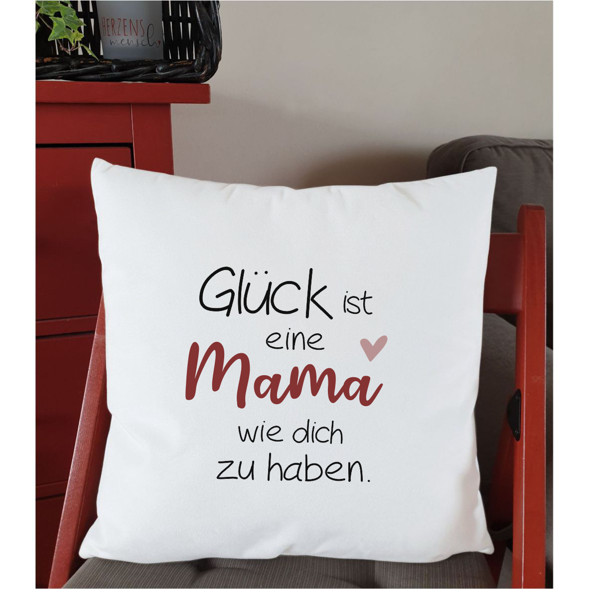 Flauschiges Kissen "Glück ist, eine Mama wie dich zu haben"