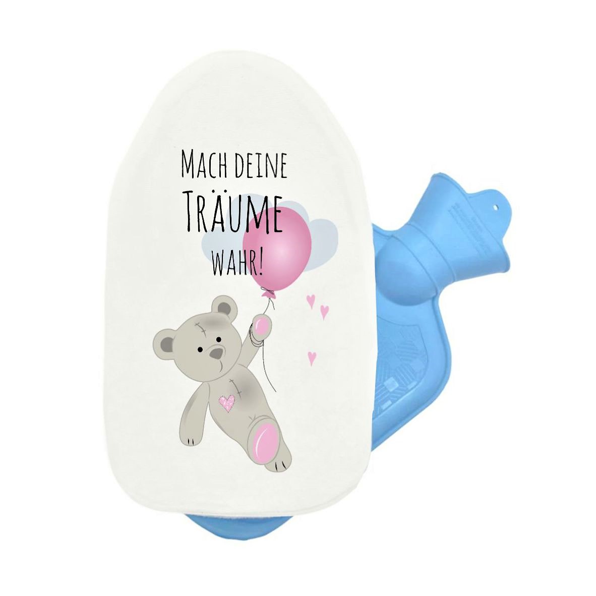 Wärmflasche Bär mit Luftballon "Mach deine Träume wahr!"