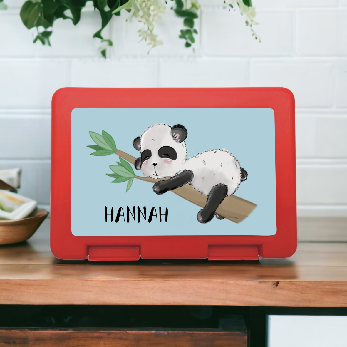 Brotzeitbox / Lunchbox "Panda" mit Wunschnamen