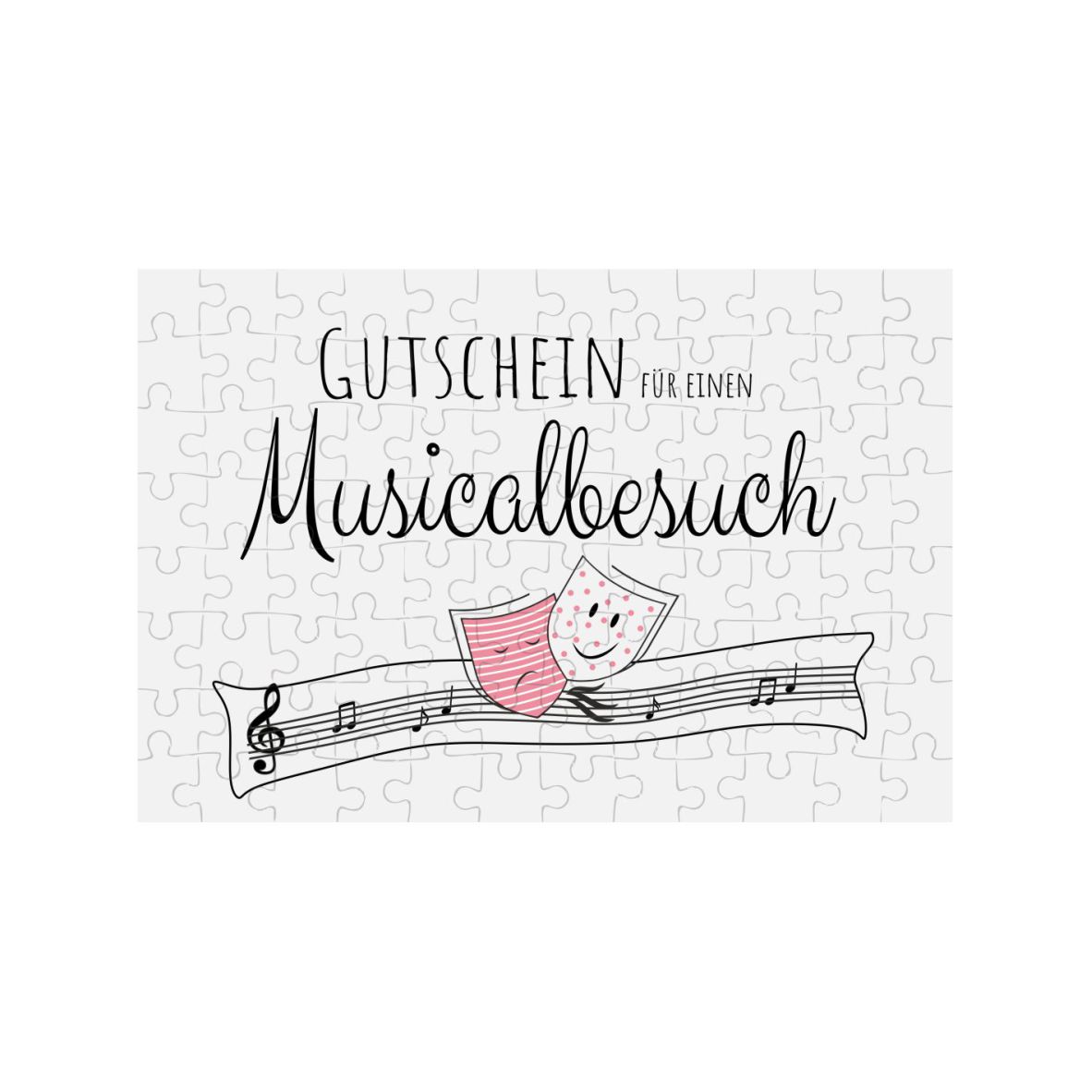 Puzzle-Gutschein rosa "Musical" inkl Stoffbeutel "Frohe Weihnachten"