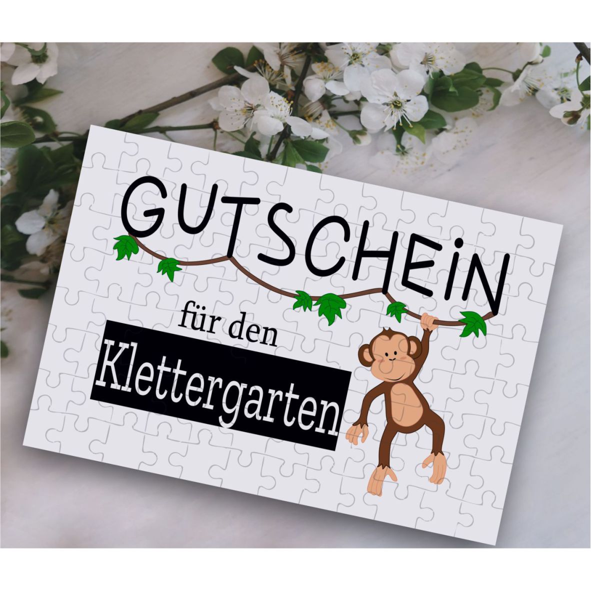 Puzzle-Gutschein "Klettergarten" inkl Stoffbeutel "Herzlichen Glückwunsch"
