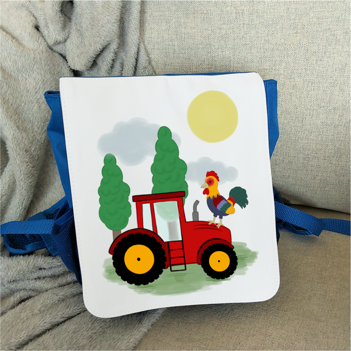 Kindergartenrucksack "Traktor", blau