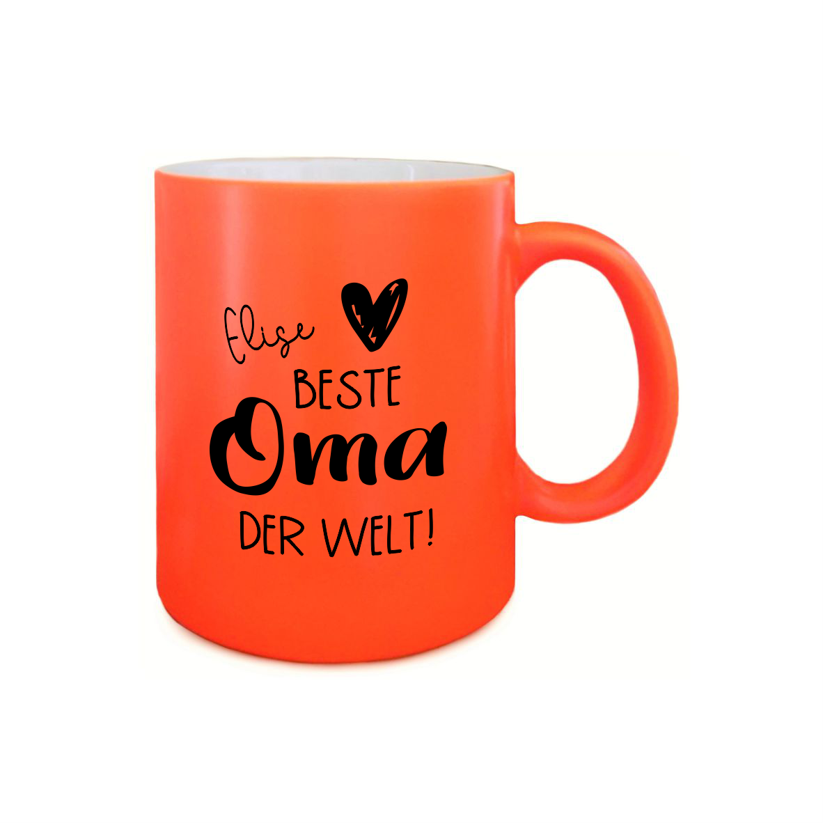 NEON Tasse "Beste Oma der Welt", orange mit Wunschnamen
