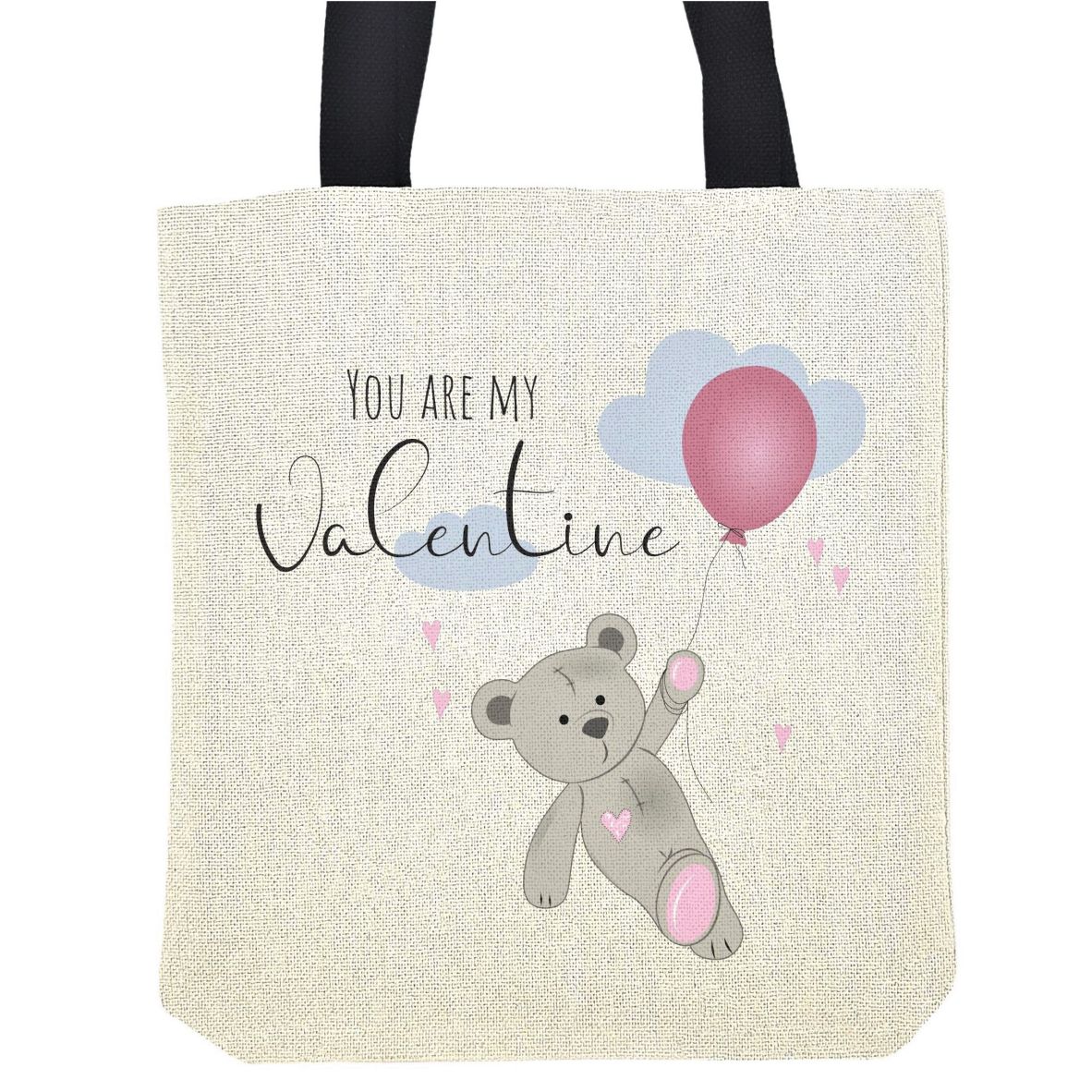 Einkaufstasche Bär mit Luftballon "You are my Valentine"
