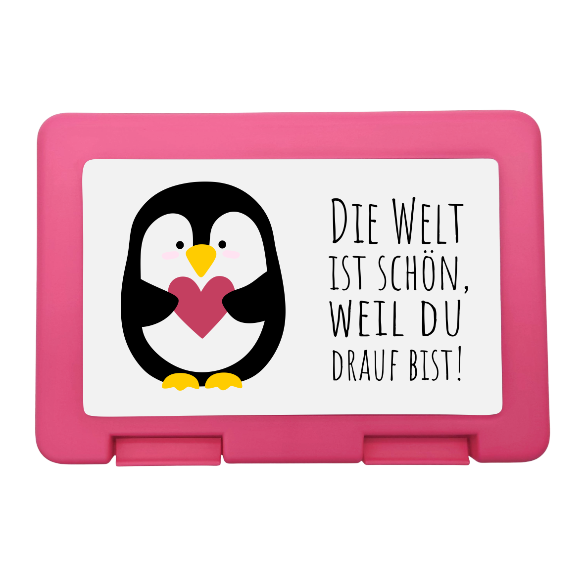 Brotzeitbox / Lunchbox Pinguin "Die Welt ist schön, weil du drauf bist"