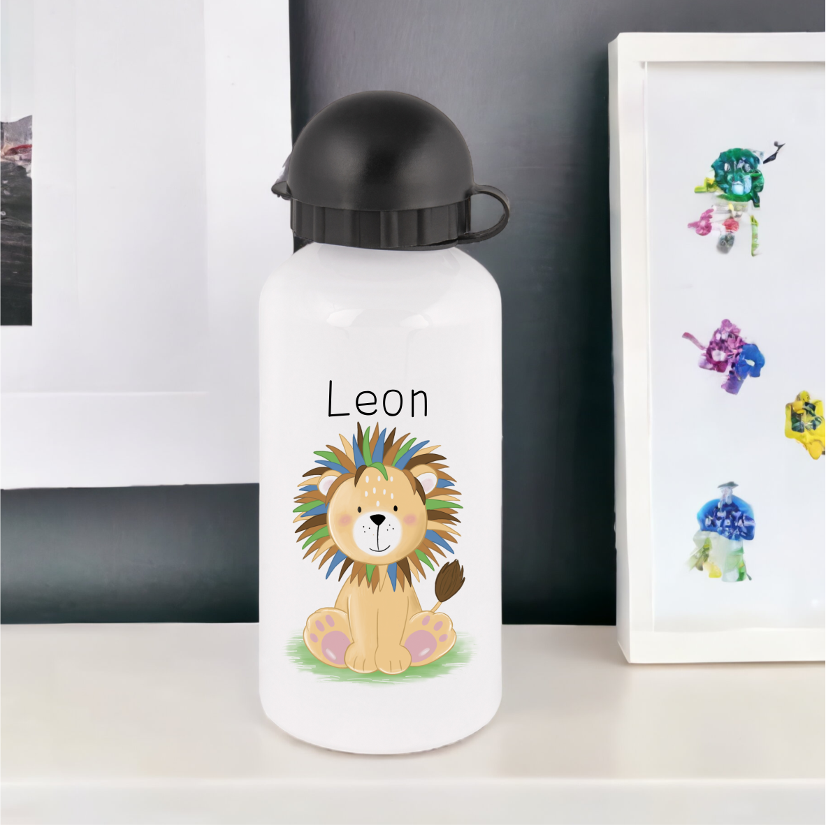 Trinkflasche "Löwe" mit Wunschnamen, 400ml