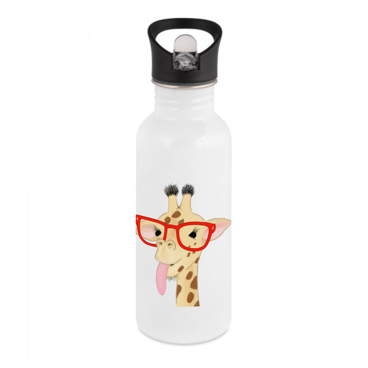 Edelstahl-Trinkflasche 500 ml weiß, Fresh Animals "Giraffe"