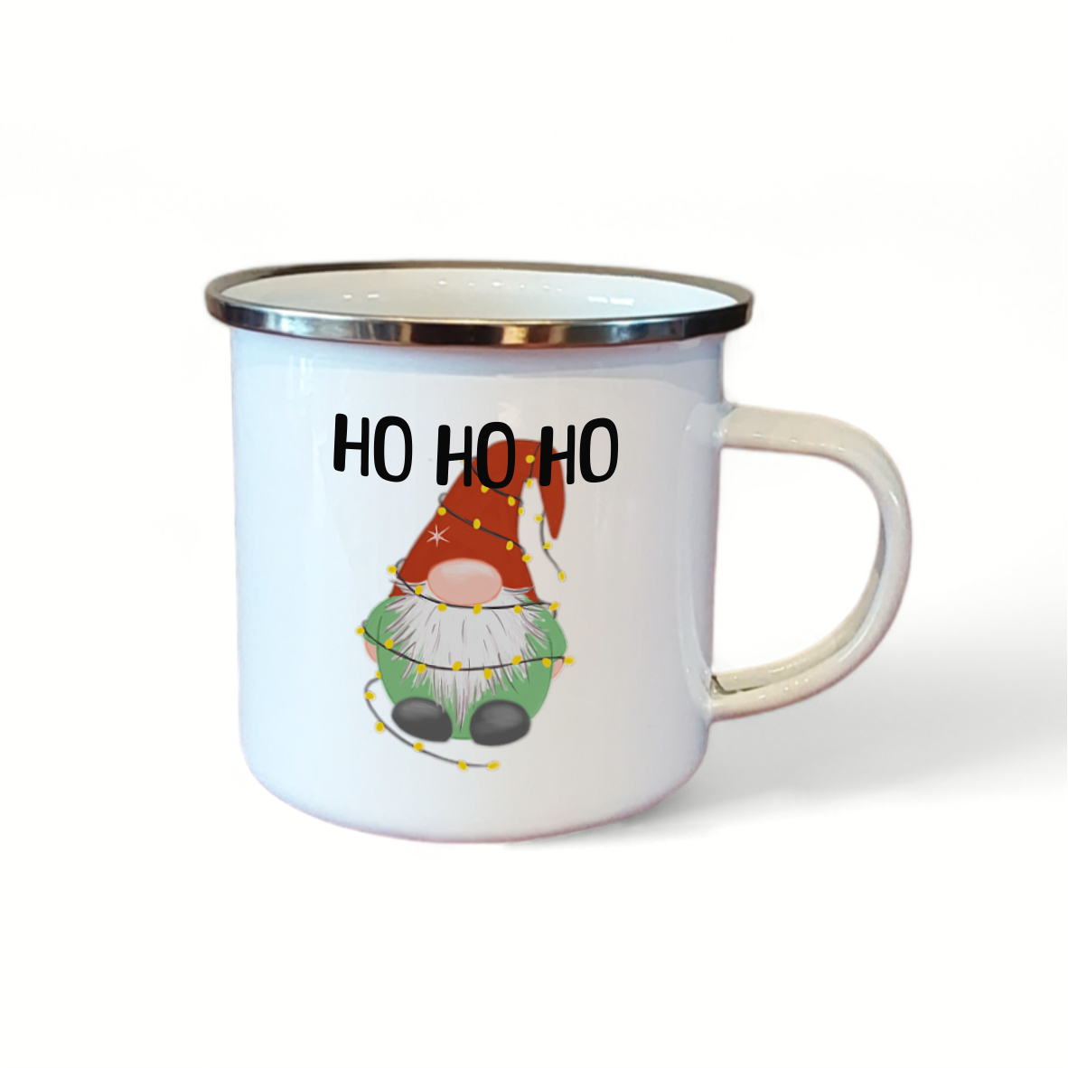 Emaille Tasse "Gnom - Ho Ho Ho"