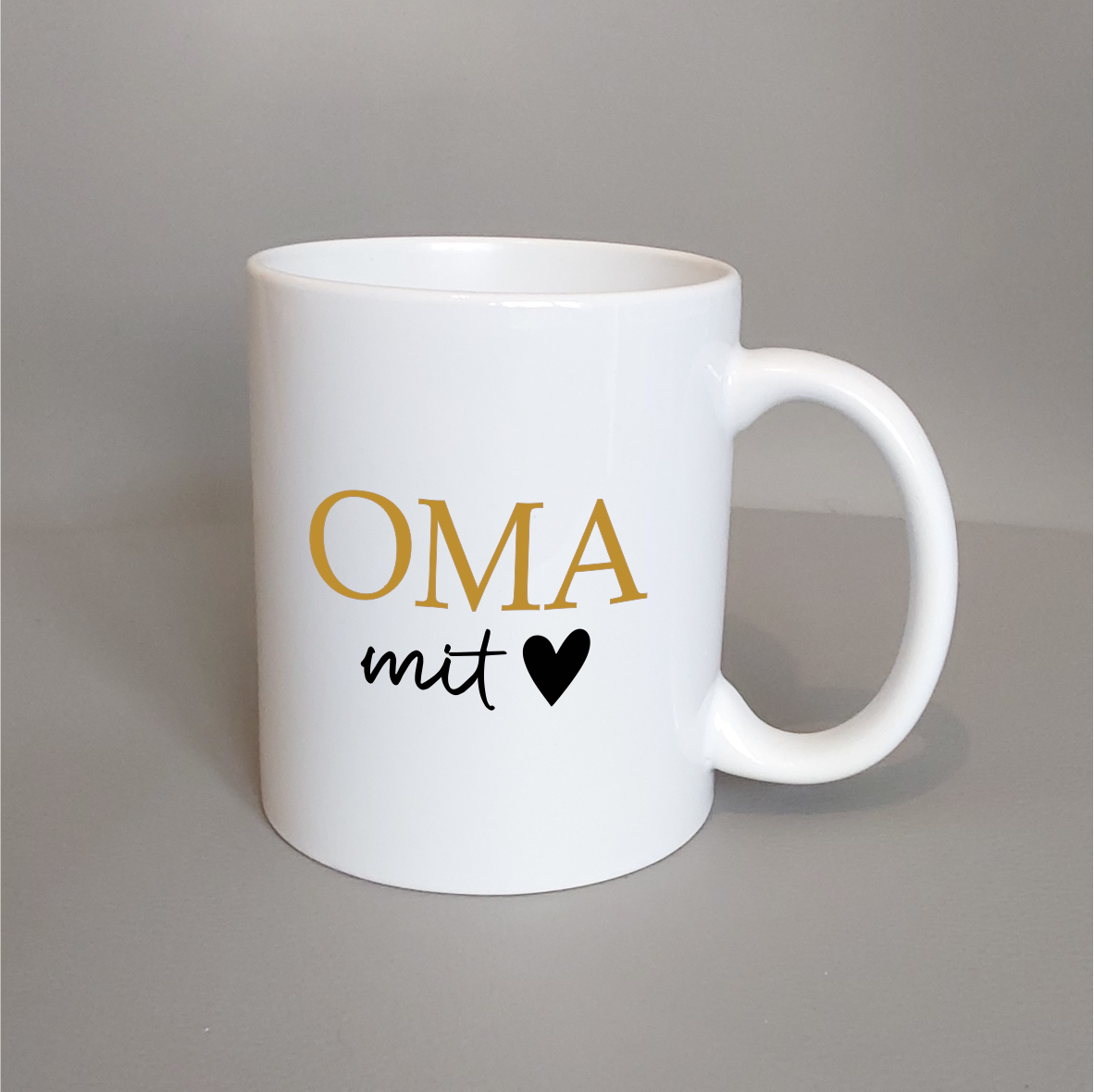 Keramik Tasse glänzend "Oma mit Herz"