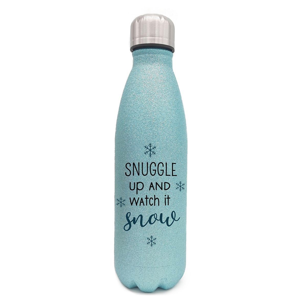GLITZER Edelstahl Thermosflasche "Snuggle up and watch it snow"