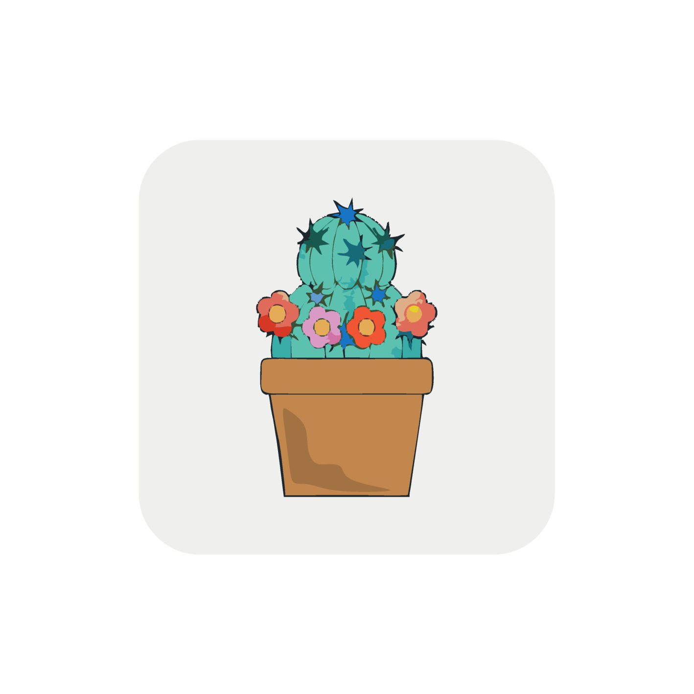 Hartfaseruntersetzer "Kaktus", Topf - orangebraun
