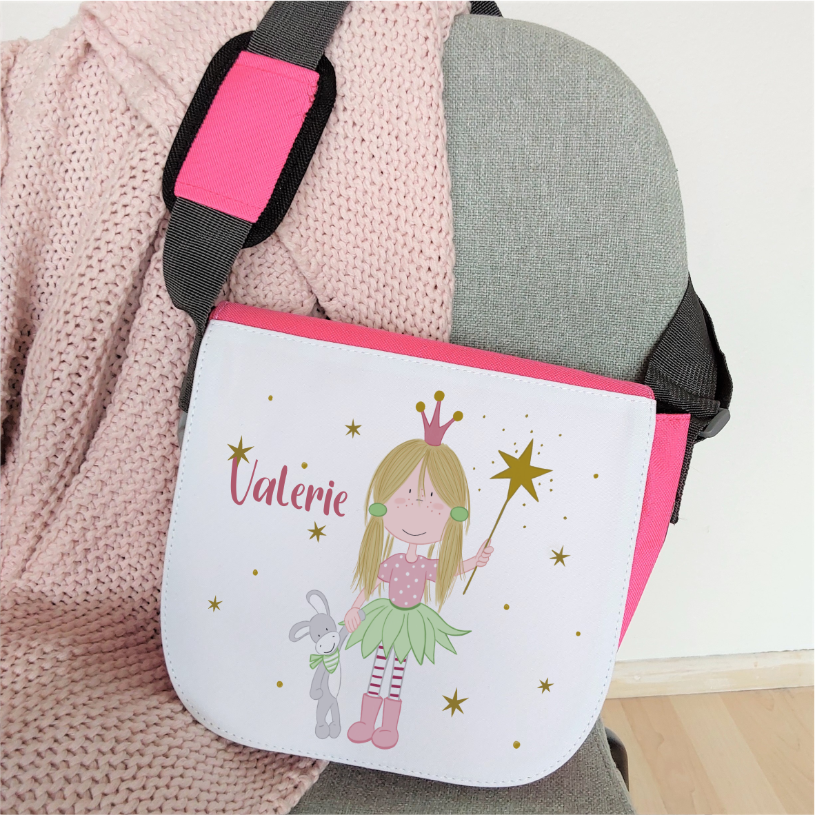 Kindergartentasche "Prinzessin", pink mit Wunschnamen