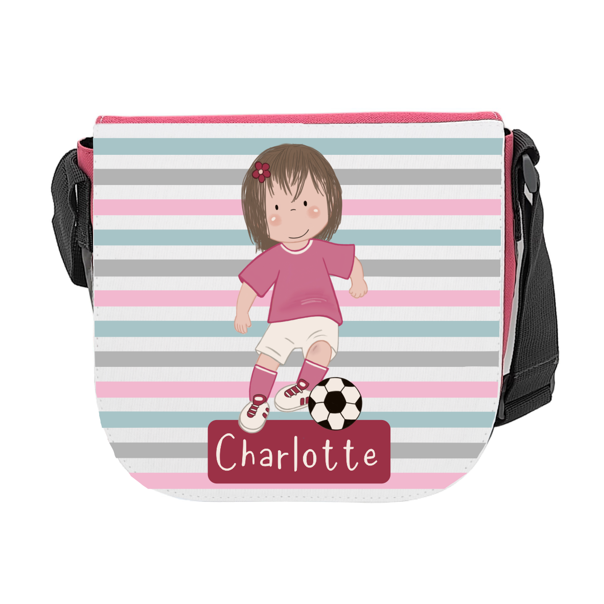 Kindergartentasche "Fußballspielerin", pink - mit Wunschnamen