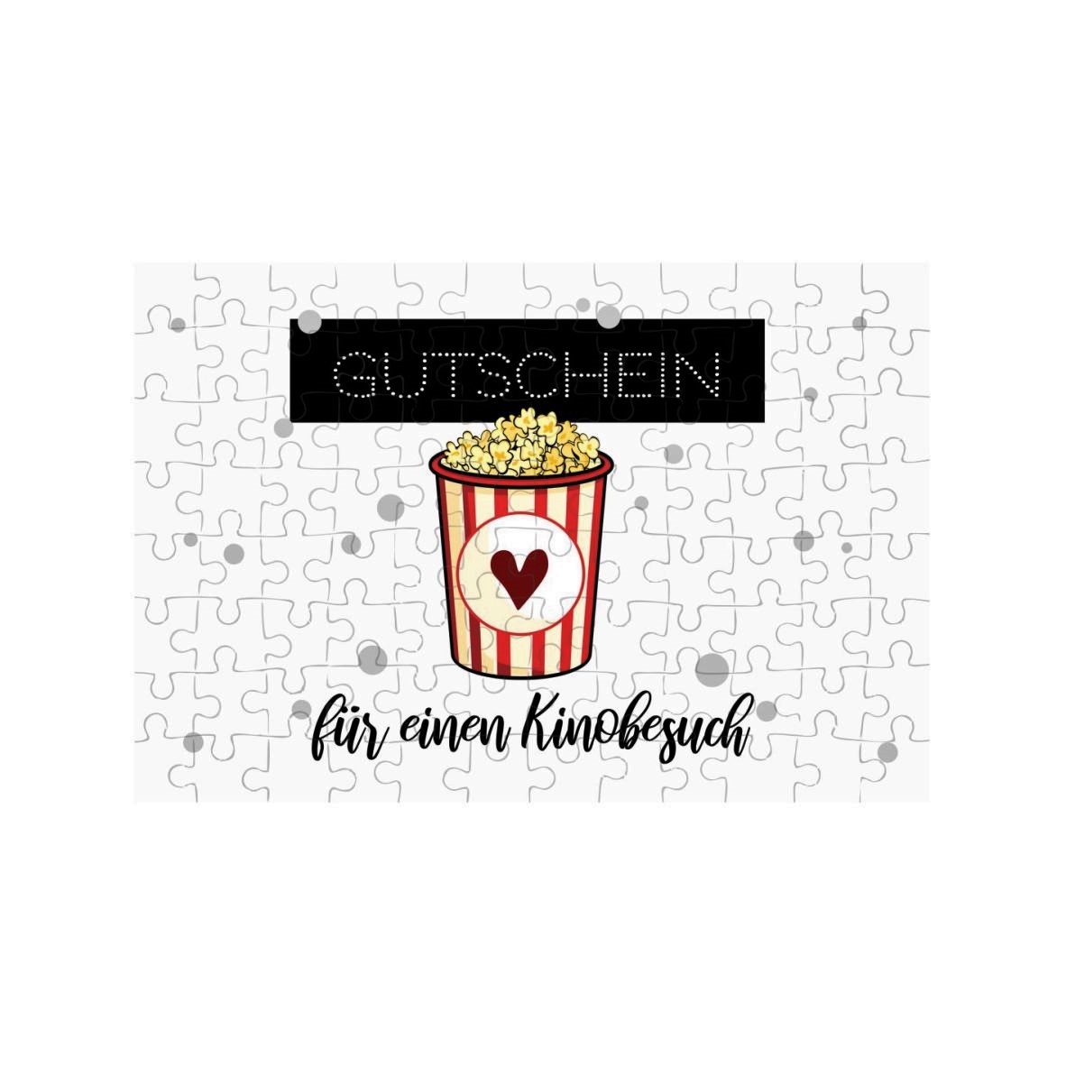 Puzzle-Gutschein Popcorn "Kinobesuch" inkl Stoffbeutel mit Wunschnamen