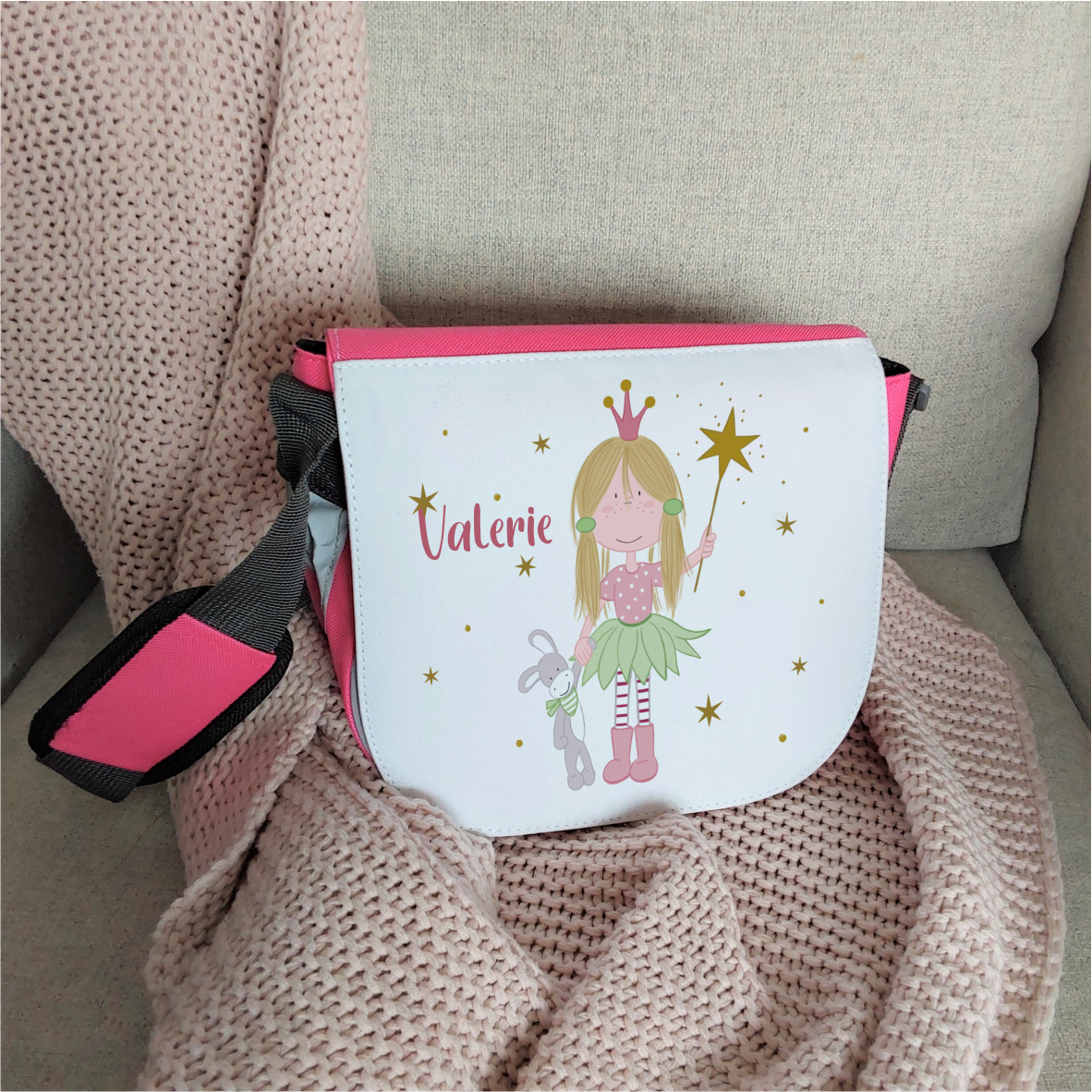 Kindergartentasche "Prinzessin", pink mit Wunschnamen