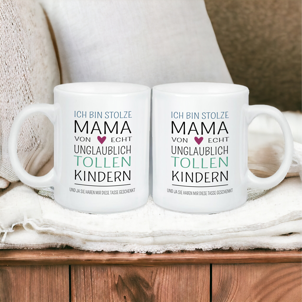 Keramik Tasse glänzend "Ich bin stolze Mama von echt unglaublich tollen Kindern .."
