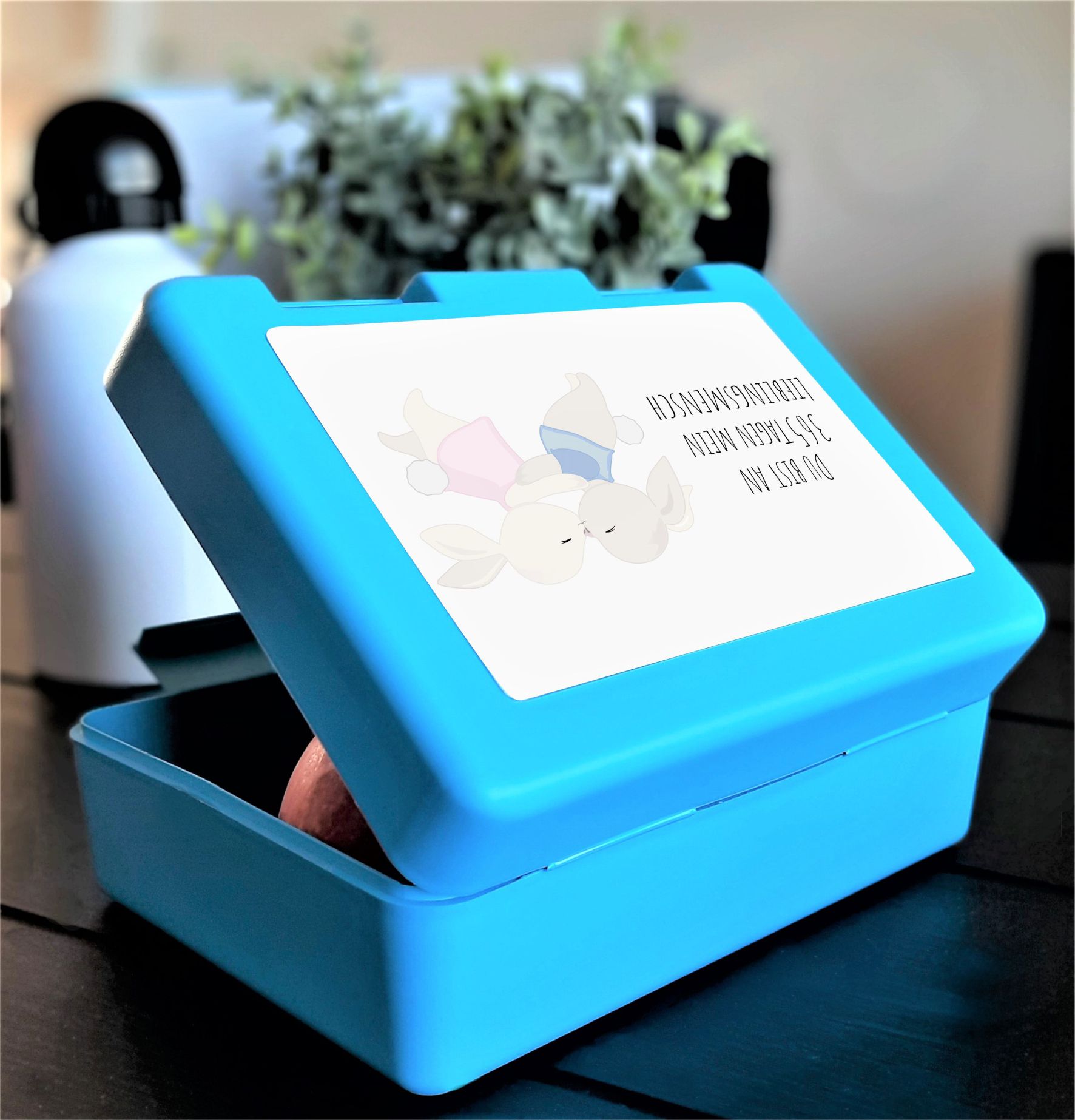 Brotzeitbox / Lunchbox "Verliebtes Hasenpärchen - Du bist an 365 Tagen mein Lieblingsmensch"