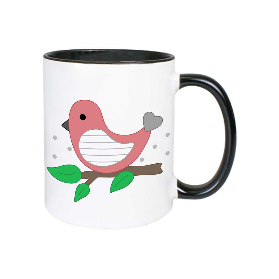 Keramik Tasse schwarz, "Vogel"
